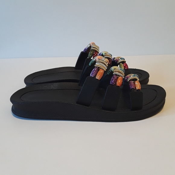 NEW Black Jeweled Slip On Sandals Women's Size 7 - Picture 3 of 5